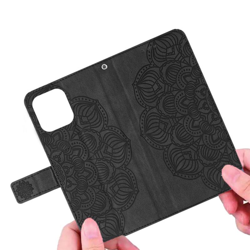 Capa De Couro Para Samsung Galaxy A13 De Cordão Mandala De Tiras Vintage