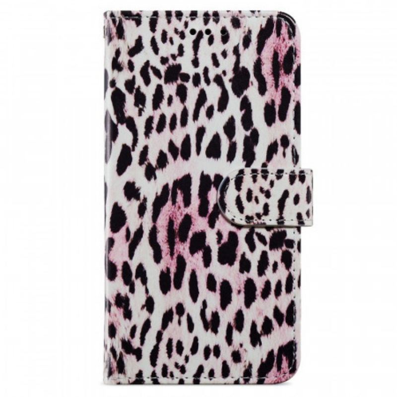 Capa De Couro Para Samsung Galaxy A13 Estampa De Leopardo