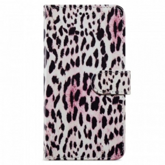 Capa De Couro Para Samsung Galaxy A13 Estampa De Leopardo