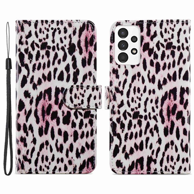 Capa De Couro Para Samsung Galaxy A13 Estampa De Leopardo