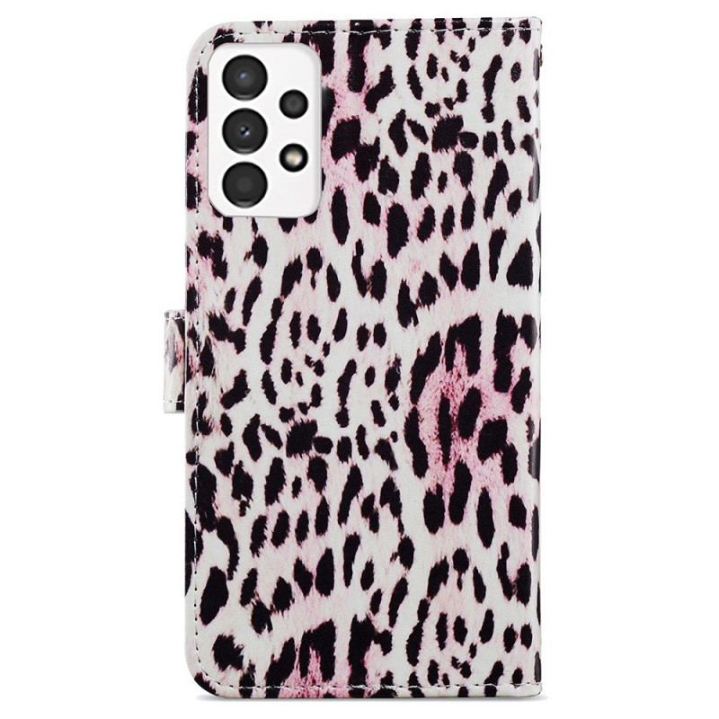 Capa De Couro Para Samsung Galaxy A13 Estampa De Leopardo