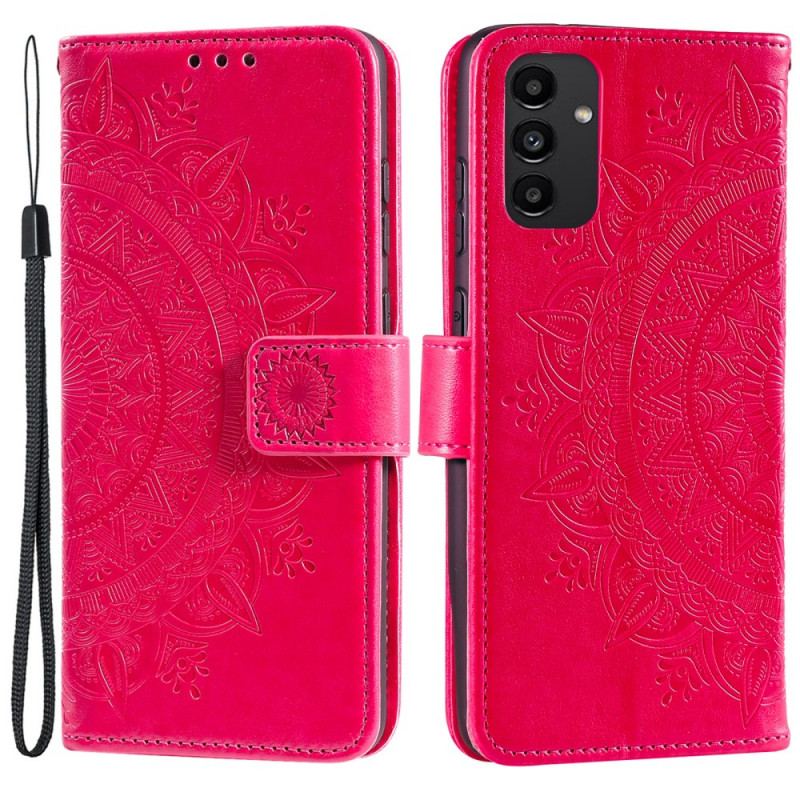 Capa De Couro Para Samsung Galaxy A13 Mandala Do Sol