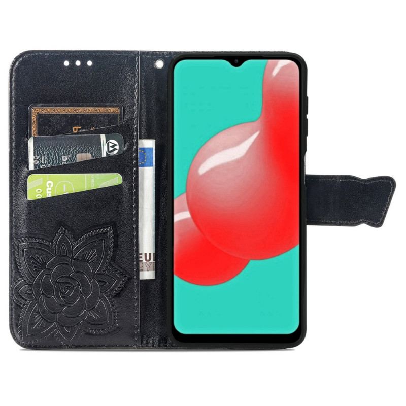 Capa De Couro Para Samsung Galaxy A13 Meia Borboleta