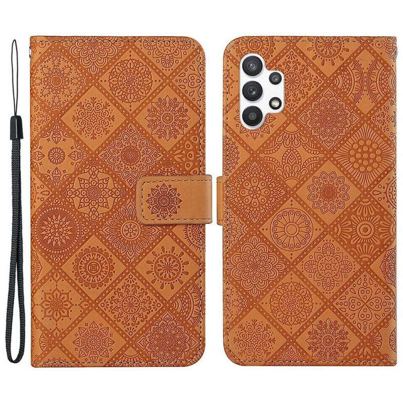 Capa De Couro Para Samsung Galaxy A13 Padrão De Tapeçaria