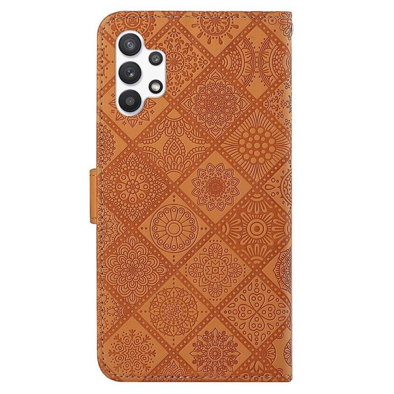 Capa De Couro Para Samsung Galaxy A13 Padrão De Tapeçaria