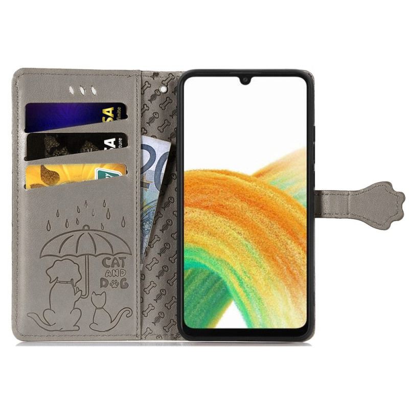 Capa Em Pele Para Samsung Galaxy A13 Animais Animados