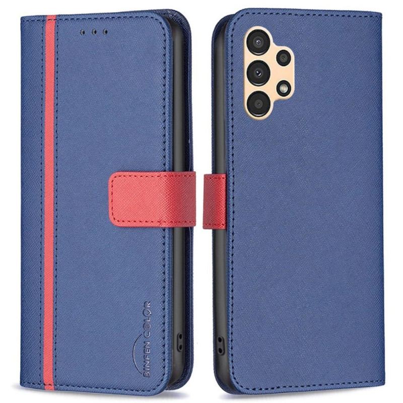 Capa Em Pele Para Samsung Galaxy A13 Cor Binfen De Dois Tons