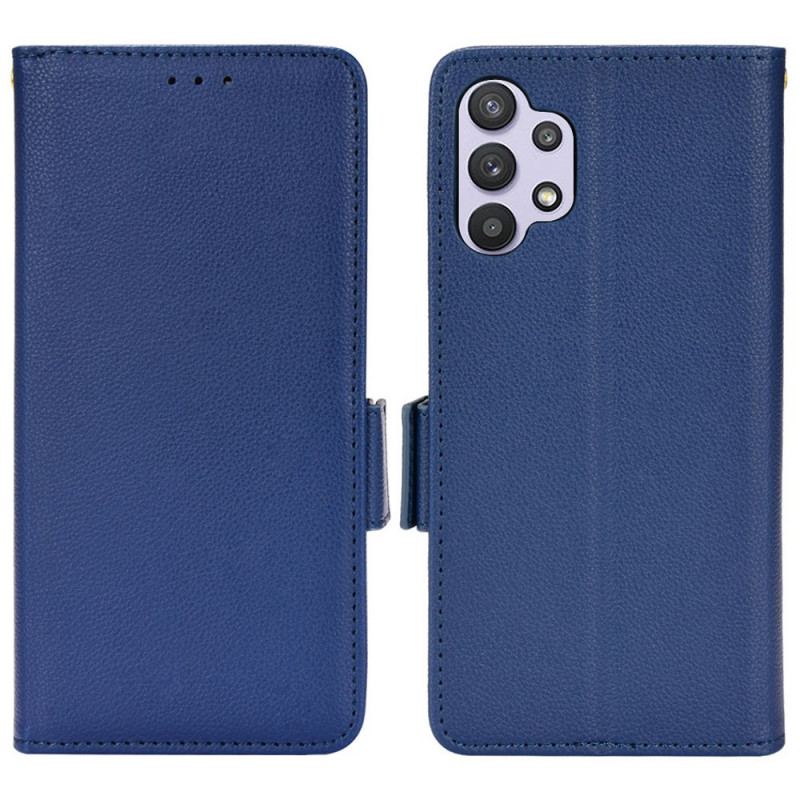 Capa Em Pele Para Samsung Galaxy A13 Couro Sintético De Lichia Tradicional