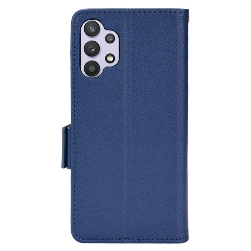 Capa Em Pele Para Samsung Galaxy A13 Couro Sintético De Lichia Tradicional