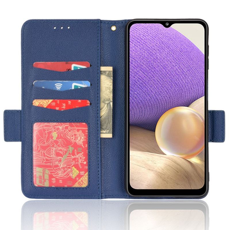 Capa Em Pele Para Samsung Galaxy A13 Couro Sintético De Lichia Tradicional