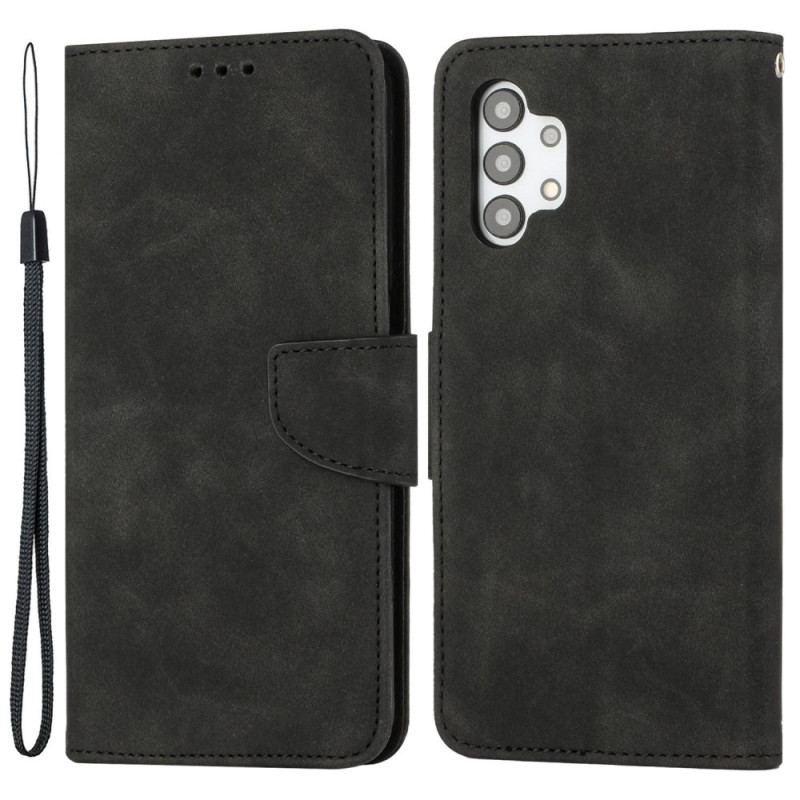 Capa Flip Para Samsung Galaxy A13 De Cordão Estilo Vintage Com Tiras