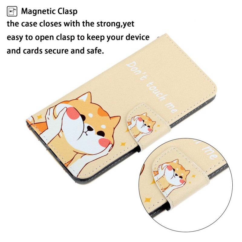 Capa Flip Para Samsung Galaxy A13 De Cordão Gato Não Me Toque Com Alça