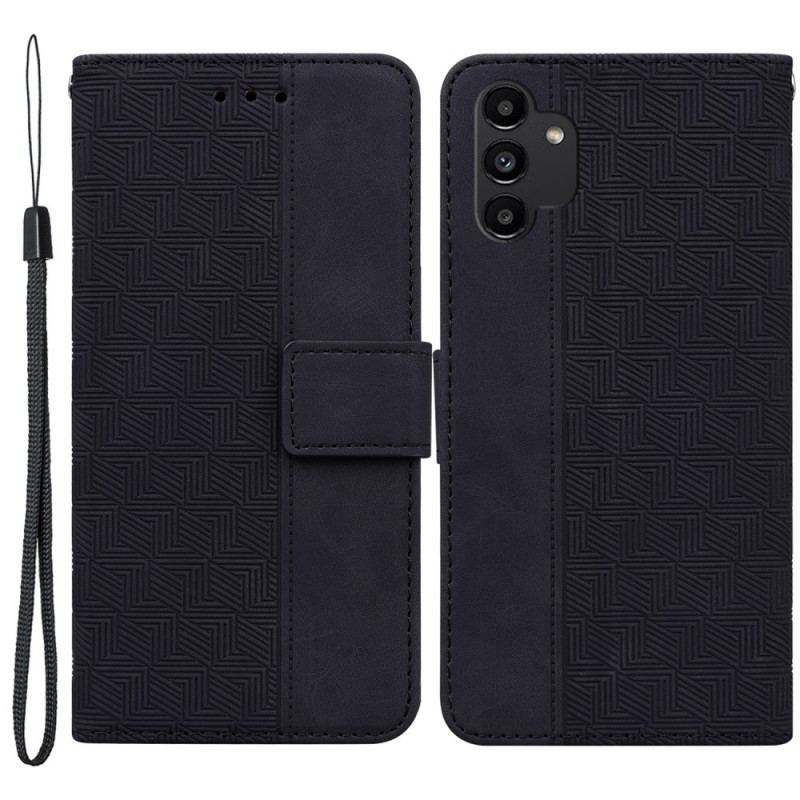 Capa Flip Para Samsung Galaxy A13 De Cordão Padrão De Tiras