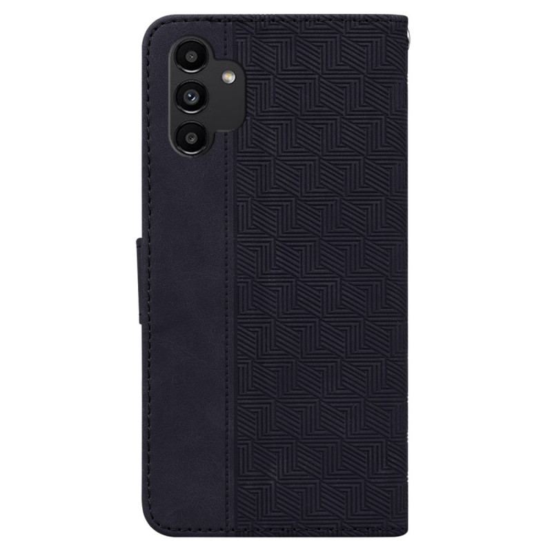 Capa Flip Para Samsung Galaxy A13 De Cordão Padrão De Tiras