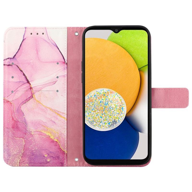 Capa Flip Para Samsung Galaxy A13 De Cordão Tira De Mármore