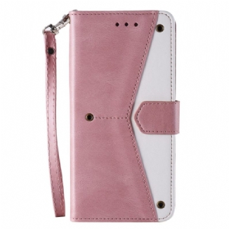 Capa Flip Para Samsung Galaxy A13 Costuras Com Toque De Pele