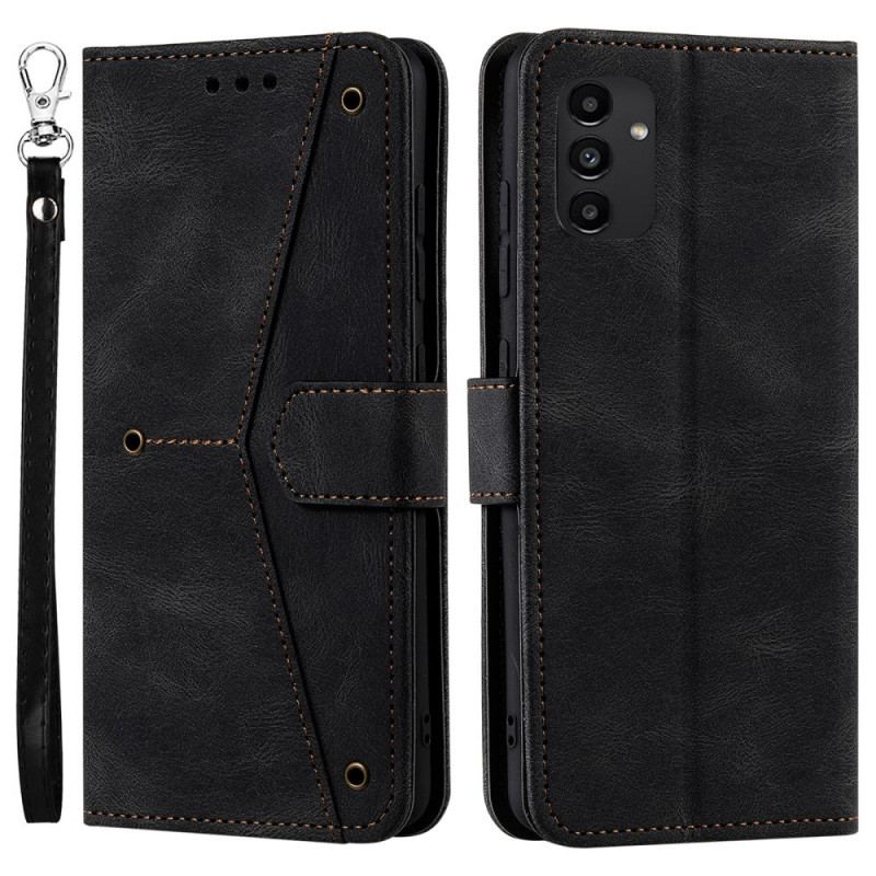 Capa Flip Para Samsung Galaxy A13 Costuras Com Toque De Pele