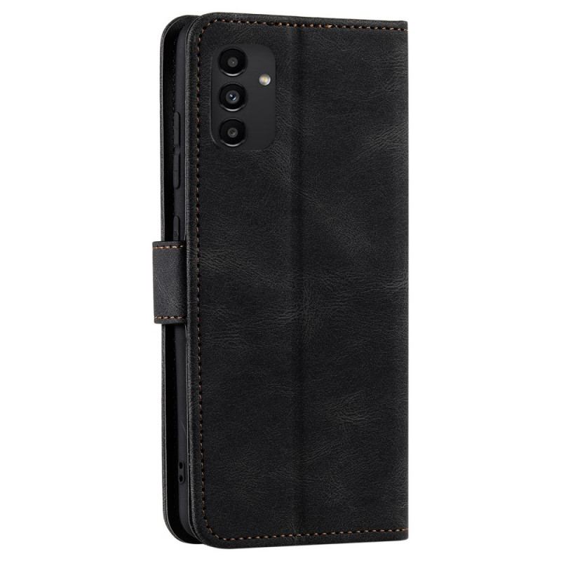 Capa Flip Para Samsung Galaxy A13 Costuras Com Toque De Pele