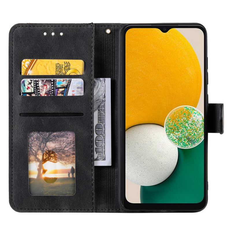 Capa Flip Para Samsung Galaxy A13 Costuras Com Toque De Pele