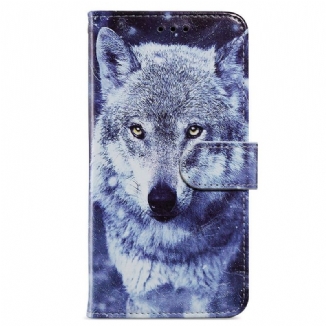 Capa Flip Para Samsung Galaxy A13 Lobo Soberbo Com Cordão