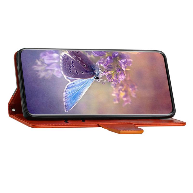 Capa Folio Para Samsung Galaxy A13 De Cordão Borboleta Bicolor Com Alça