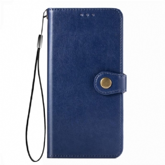 Capa Folio Para Samsung Galaxy A13 Couro Falso E Fecho Vintage