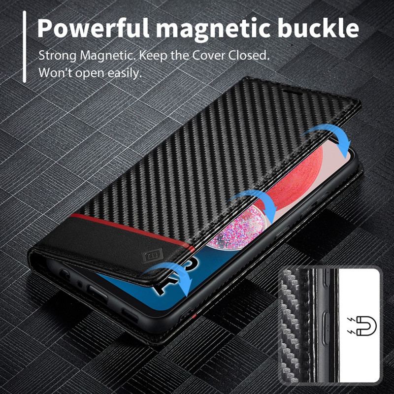 Capa Folio Para Samsung Galaxy A13 Fibra De Carbono Lc.imeeke