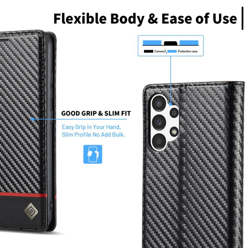 Capa Folio Para Samsung Galaxy A13 Fibra De Carbono Lc.imeeke