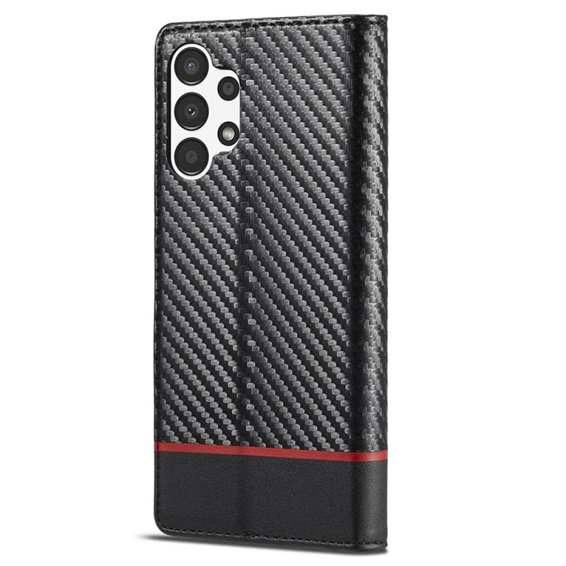 Capa Folio Para Samsung Galaxy A13 Fibra De Carbono Lc.imeeke