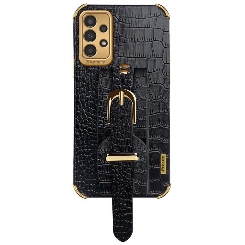 Capa Para Samsung Galaxy A13 Estilo Crocodilo Com Alça De Suporte