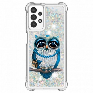 Capa Para Samsung Galaxy A13 Lantejoulas Miss Coruja