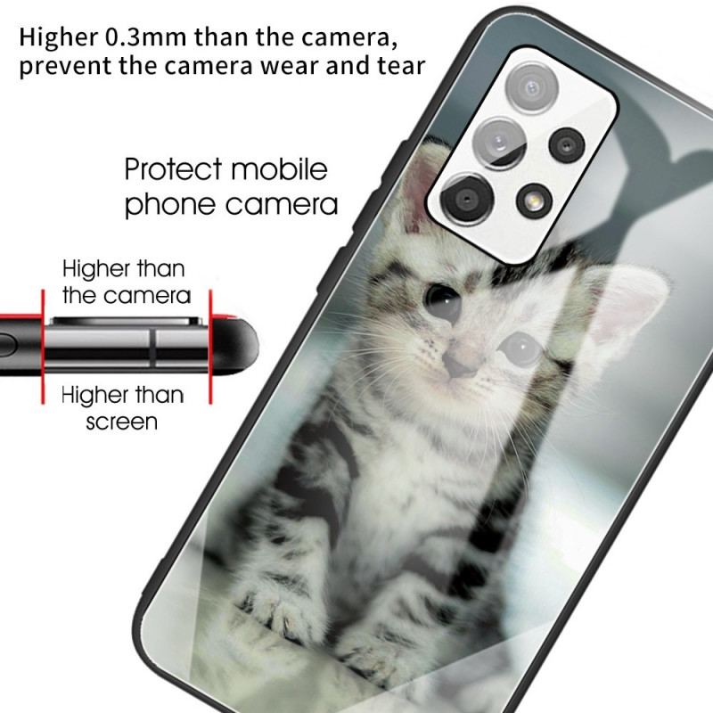 Capa Para Samsung Galaxy A13 Vidro Temperado Gatinho