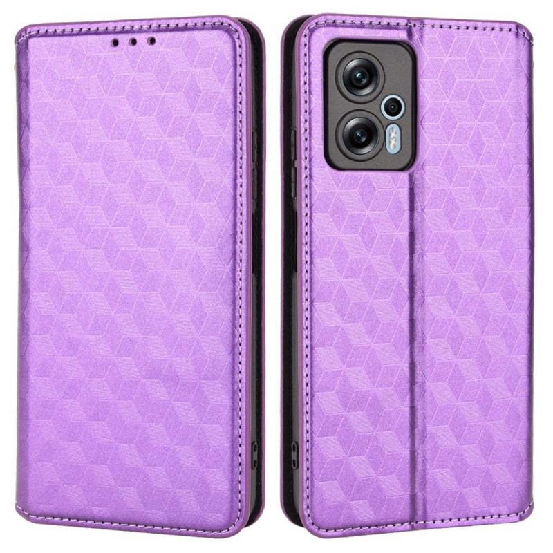 Capa De Celular Para Poco X4 GT Flip Efeito Couro Cubo 3d