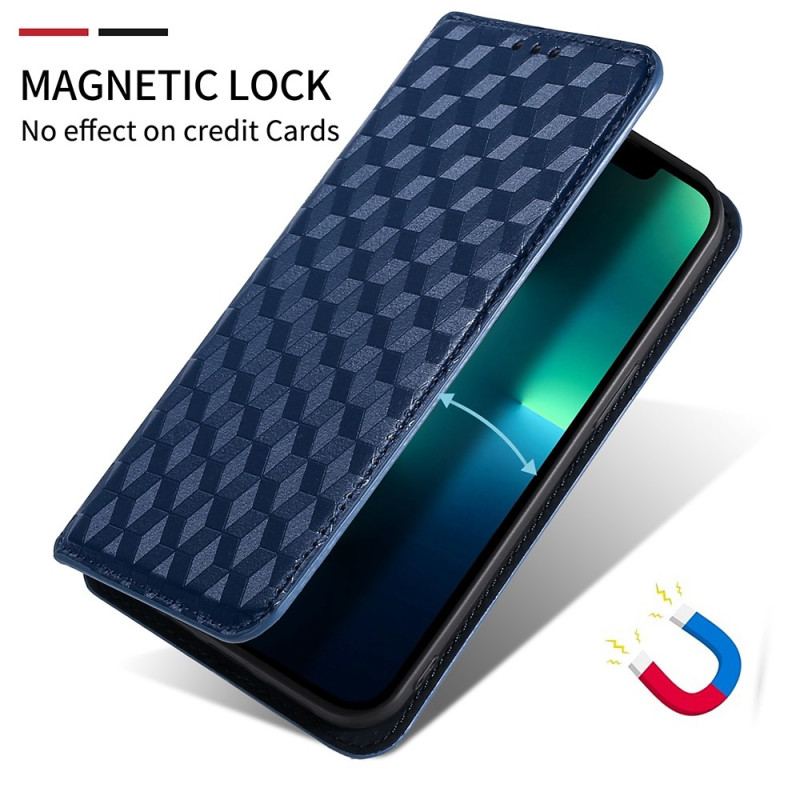 Capa De Celular Para Poco X4 GT Flip Efeito Couro Cubo 3d