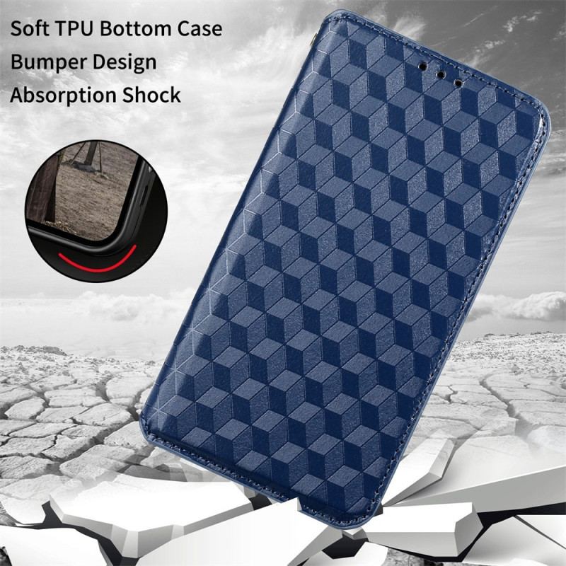 Capa De Celular Para Poco X4 GT Flip Efeito Couro Cubo 3d