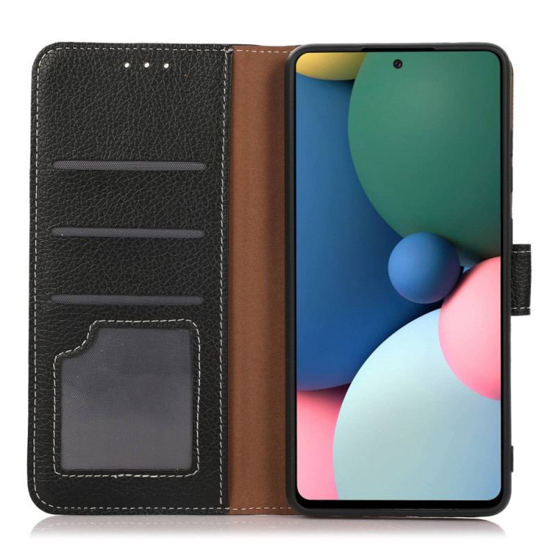 Capa Flip Para Poco X4 GT Costura Litchi Couro Sintético