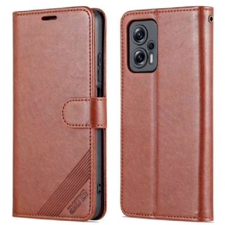 Capa Flip Para Poco X4 GT Couro Estilo Azns