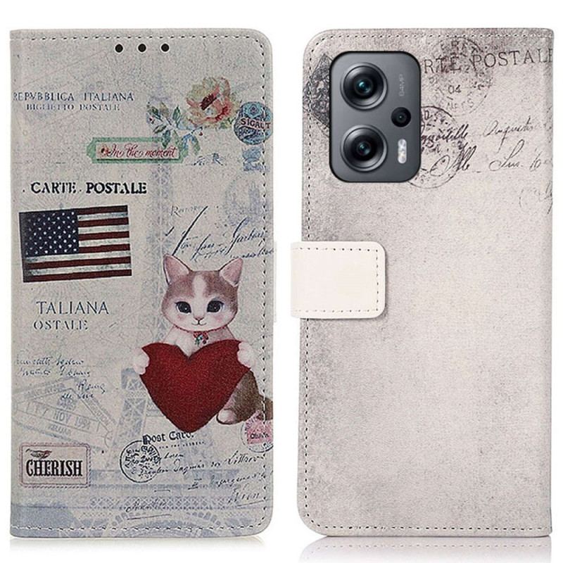 Capa Flip Para Poco X4 GT Gato Viajante