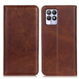 Capa De Celular Para Realme 8i Flip Couro Rachado Elegância