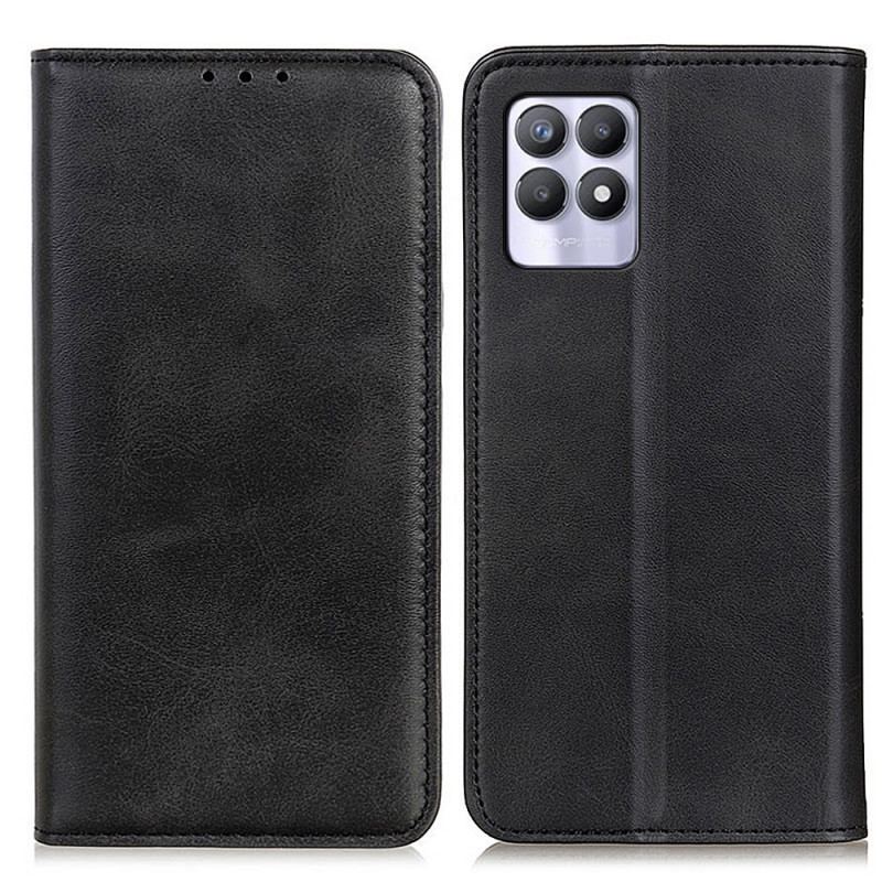 Capa De Celular Para Realme 8i Flip Couro Rachado Elegância