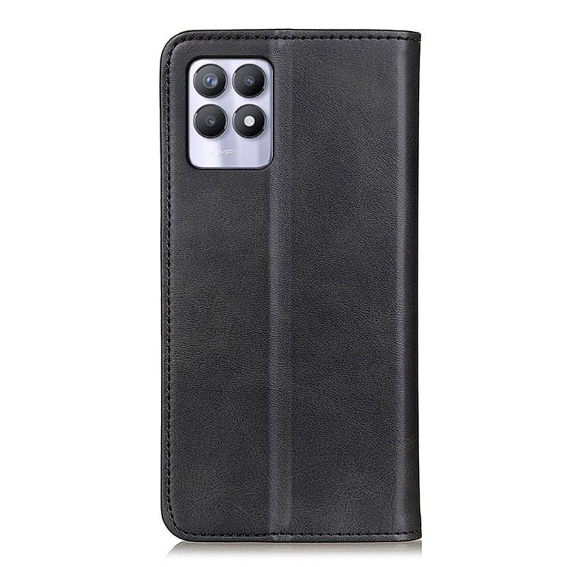 Capa De Celular Para Realme 8i Flip Couro Rachado Elegância