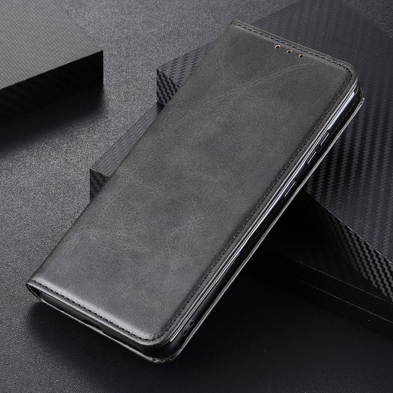 Capa De Celular Para Realme 8i Flip Couro Rachado Elegância