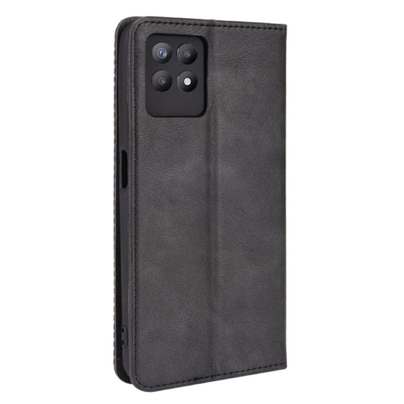 Capa De Celular Para Realme 8i Flip Efeito Couro Vintage Estilizado