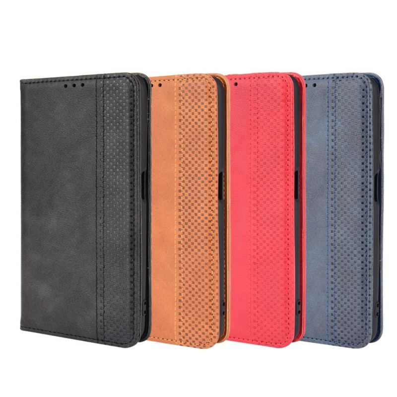 Capa De Celular Para Realme 8i Flip Efeito Couro Vintage Estilizado