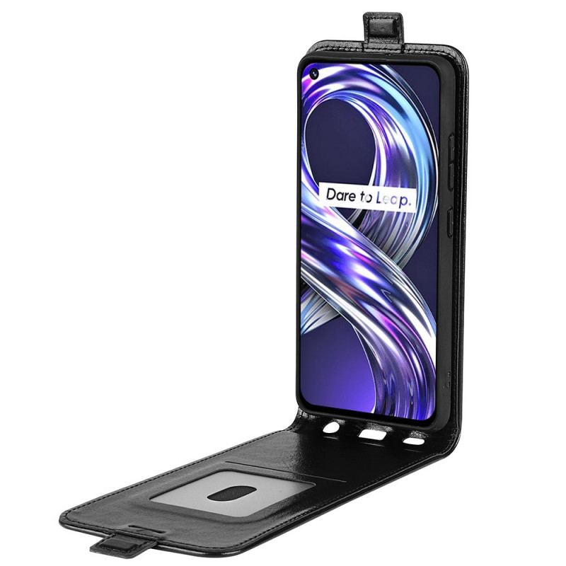 Capa De Couro Para Realme 8i Flip Dobrável Retrô