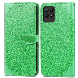 Capa De Couro Para Realme 8i Folhas Tribais