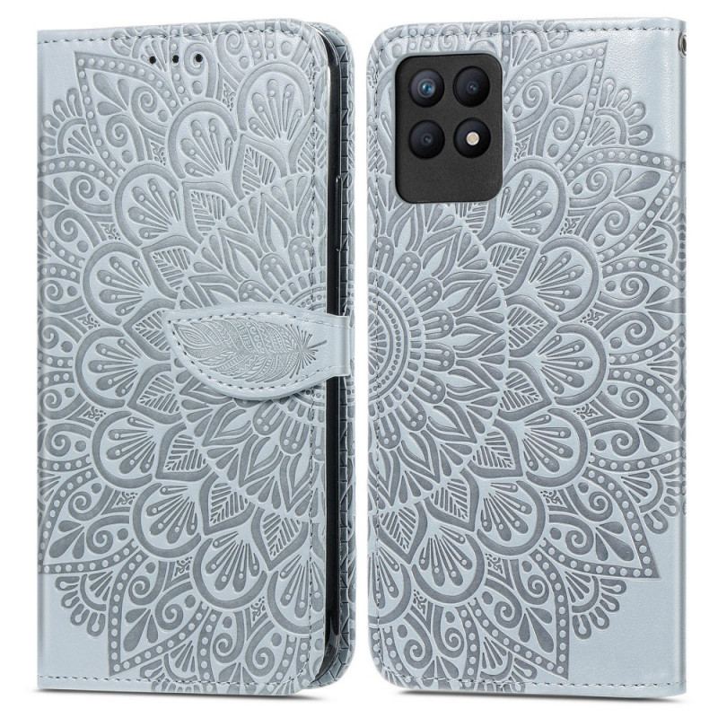 Capa De Couro Para Realme 8i Folhas Tribais