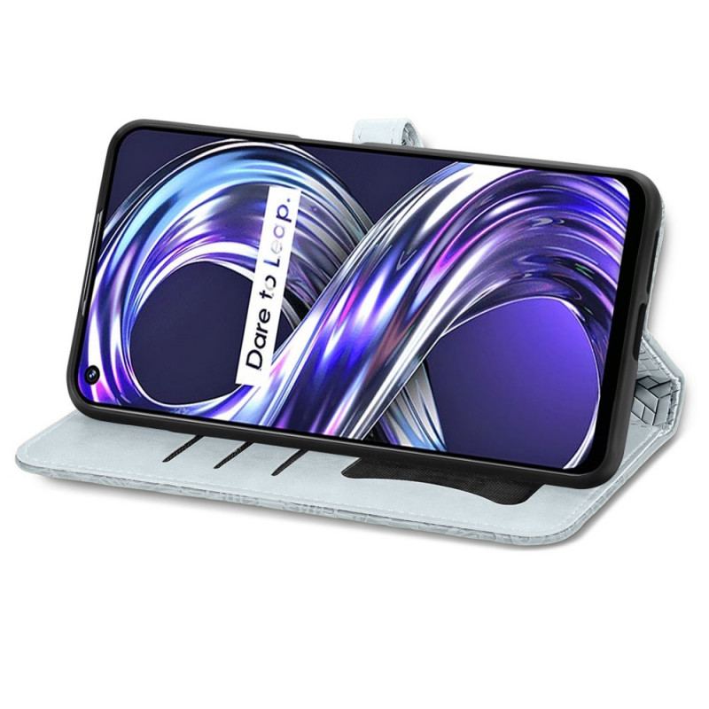 Capa De Couro Para Realme 8i Folhas Tribais