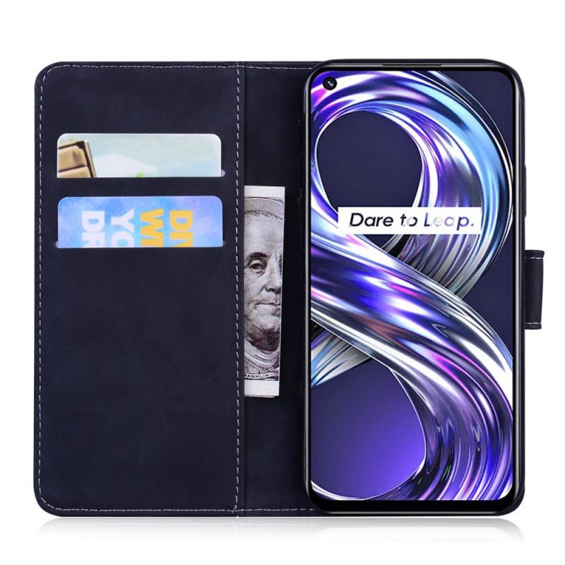 Capa Em Pele Para Realme 8i Efeito Couro Monocromático