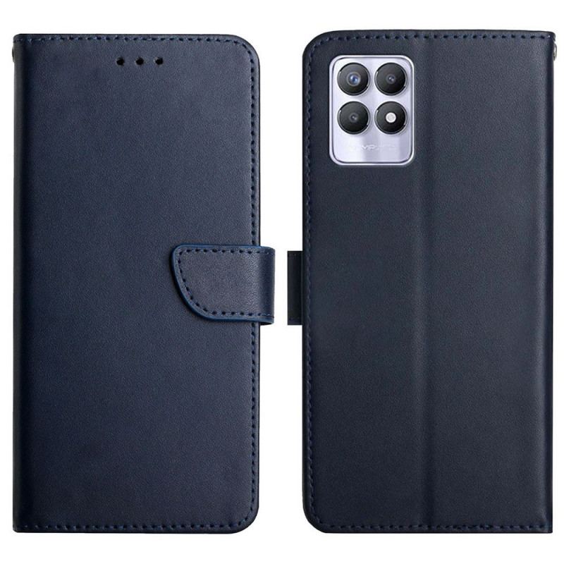 Capa Flip Para Realme 8i Couro Napa Genuíno